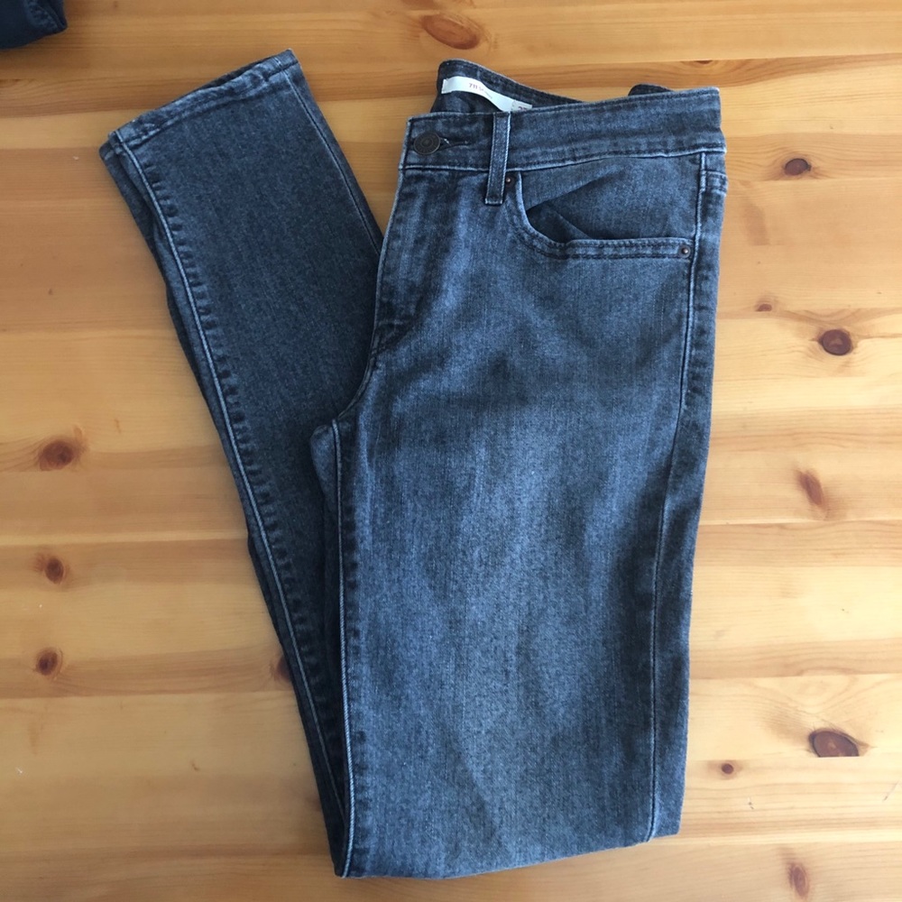 Levi's 711 Slim Fit Washed-out Black Jeans W27 L30